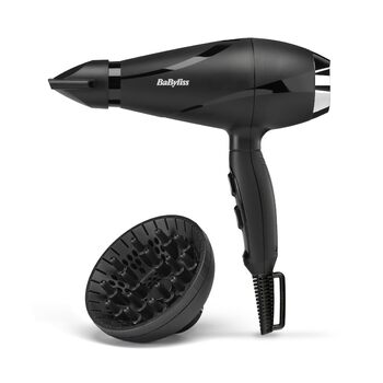 Фен BaByliss Shine Pro 2200 2200 Вт, іонізація, ефект проти особливого пушення, з дифузором та концентратором, Made in Italy, чорний, 6713DE
