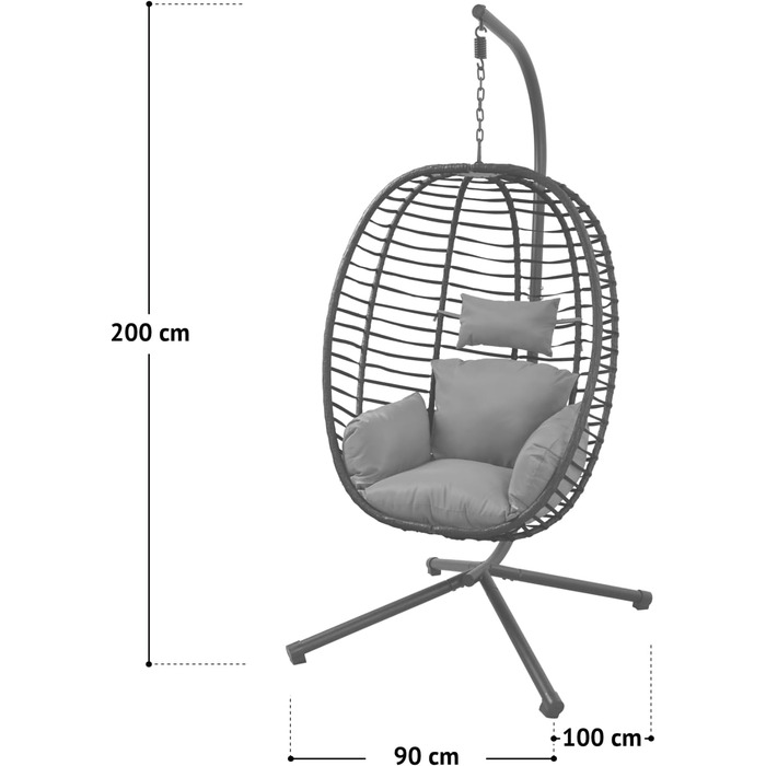 Підвісне крісло SVITA Belly з каркасом, складне, підвісне сидіння, підвісний кошик, сірий