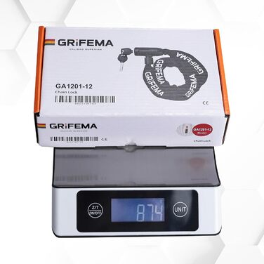 Велозамок, Високий рівень безпеки, Протиугінний ланцюговий замок для велосипеда, Гартовані сталеві ланки, 7 мм x 1200 мм, Чорний, Ключовий механізм