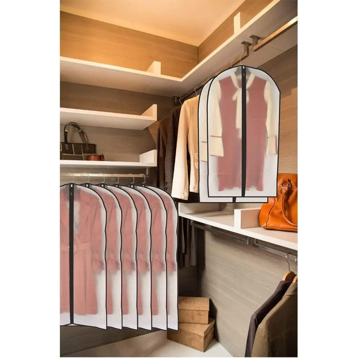 Підвісні сумки для одягу, 12 шт., дихаючі чохли для костюмних сумок із застібкою-блискавкою, сумки для одягу з PEVA, водонепроникні сумки для одягу, сумки для пальто, водонепроникні сумки для суконь, для зберігання в гардеробі та подорожей, чохли для паль