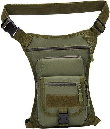 Поясна сумка Fenteer, повсякденна сумка, регульована сумочка, водонепроникна сумка для ніг, сумка для риболовлі для подорожей на природі, для дорослих, суцільно-зелена