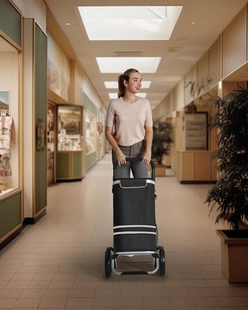 Сумка-візок SONGMICS для покупок, 35 літрів, з термо-відділенням, чорна, складана, знімний мішок KST03BK