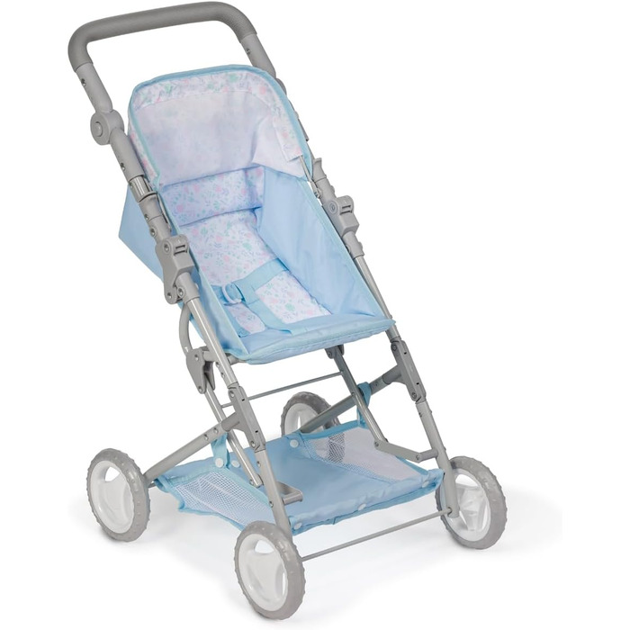 Складна коляска, для ляльок до 45 см, ідеально підходить для ігор та прогулянок, синя з квітковим орнаментом, розроблена Berenguer