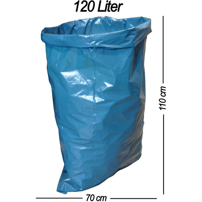 Опт Hossi&39s Мішки для сміття 120 літрів, 10 рулонів по 25 мішків Сині сміттєві мішки для побутових, садових та громадських відходів Міцні сміттєві мішки товщиною 39 мкм (700 x 1100 мм), 1 коробка (10 рулонів) 39 мкм