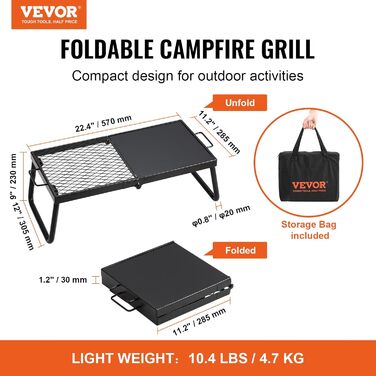 ВУГІЛЬНИЙ ГРИЛЬ VEVOR BBQ Grills Складаний настільний гриль 570 x 285 x 230 мм, вантажопідйомність 6 кг Портативний дорожній гриль Вуличний кемпінговий гриль 300 , решітка для гриля плита для гриля для садових вечірок, пікніків, патіо