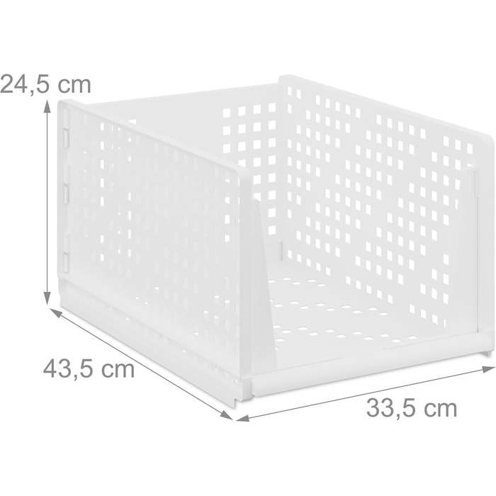 Комплект органайзерів для гардеробу Relaxdays із 3 предметів, коробки для зберігання речей, що штабелюються, 24,5x33,5x43,5 см, розсувні, білі, великі