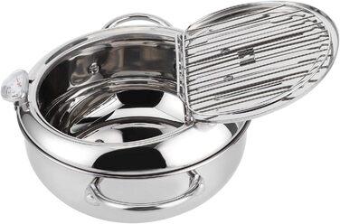 Горщик для фритюрниці, японська каструля з термометром, глибока фритюрниця з нержавіючої сталі 304 з осушувачем олії для чіпсів темпура, картоплі фрі, риби та курки (велика 24 см)