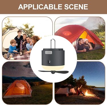 Наметовий світильник з вентилятором - зарядний від USB з 4 швидкостями вітру, як спорядження для виживання Кемпінговий вентилятор з гачком для приміщень, вулиці, офісу, відключення електроенергії, автомобіля, тенту