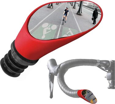 Дзеркало заднього виду для шосейного велосипеда - Легке, регульоване та вібраційне опукле дзеркало з 9-кратним хромованим покриттям та ударостійкою оболонкою з ABS для керма діаметром 20 мм від Sprintech - Червоне