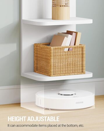 Полиця Hzuaneri, 7-рівнева окремостояча полиця, сучасний дизайн книжкової шафи, настінна полиця, книжкова шафа, окремостояча або настінна, для кабінету, вітальні, спальні, 24 x 30 x 186 см, білий BC88803X