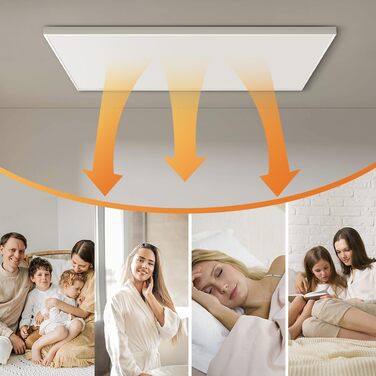 Інфрачервоний стельовий обігрівач з термостатом, інфрачервоний стельовий обігрівач, пульт дистанційного керування за допомогою застосунку, електричний обігрівач, радіатор, нагрівальна панель, 860 Вт - 119,5 x 59,5 см, 860 Вт WiFi