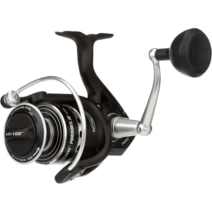 Котушка для спінінгу PENN Pursuit IV для морської риболовлі спінінгова риболовля, джигінг, котушка для універсального використання, для човна, каяка, берега 5000 Чорний Срібний