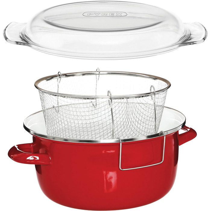 Фритюрниця Premier Housewares 102114 Deep Fryer, емальована, 5 літрів, червона, 33 x 27 x 16 см Червона фритюрниця