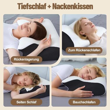 Подушка Curosleep, ергономічна ортопедична подушка з контурною підтримкою для боків, спини та живота, ергономічна подушка з пінопластовою амортизацією для полегшення болю в шиї та шиї (чорна)