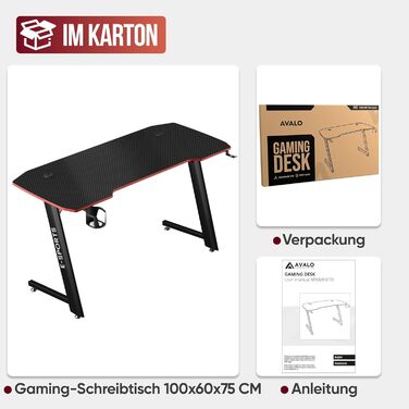 Ігровий стіл Avalo - 100x60x75 см - Ігровий стіл - Стіл - Чорний