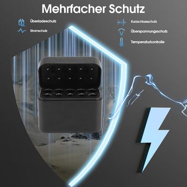 Зарядний пристрій на 10 літієвих батарей, акумуляторні літієві батареї типу АА, зарядний пристрій на 10 батарей типу АА/ААА, портативний зарядний пристрій для акумуляторних літій-іонних батарей типу АА/ААА