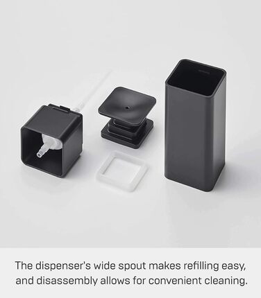 Баштовий дозатор мила під тиском, чорний, смола PETG/поліпропілен/поліетилен/силікон, мінімалістичний, 5,5 x 5,5 x 18,5 см, 5214