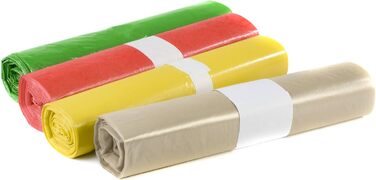 Сміттєві мішки HypaFol 120 л, 250 шт. , жовтий мішок Міцні сміттєві мішки для роздільного збору упаковки та пластику Кольорові сміттєві мішки для роздільного збору відходів Перероблений пластик з високою стійкістю до розривів