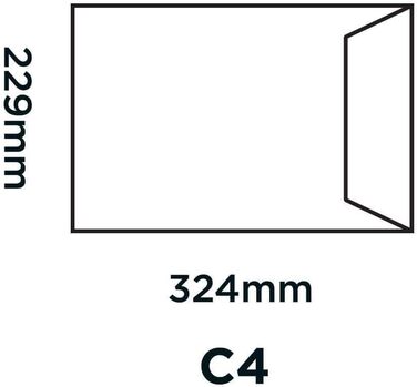 Конверти чутливі до тиску білі C4 324 x 229 мм - 100 г/м 250 шт., 23771