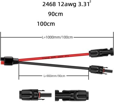 Кабель для зарядки сонячної панелі GeRRiT, 1,85 м, 12 AWG для Anderson від шматка до сонячної панелі, зарядний кабель, водонепроникний, для портативних генераторів, таких як Suaoki та акумуляторних блоків