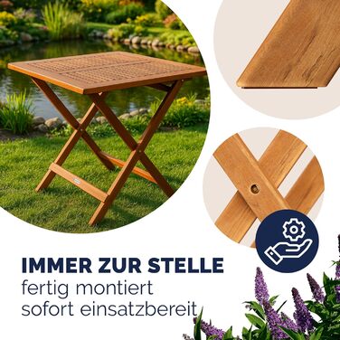 Садовий стіл Casaria, балконний стіл, всепогодний, складаний, дерев&39яний, 70x70 см, вантажопідйомність 80 кг, балкон, сад, тераса, складаний стіл, стіл для посадки рослин, колір акації коричневий