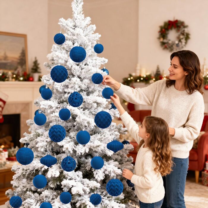 Набір оксамитових різдвяних прикрас 46 шт сині Miaikoe