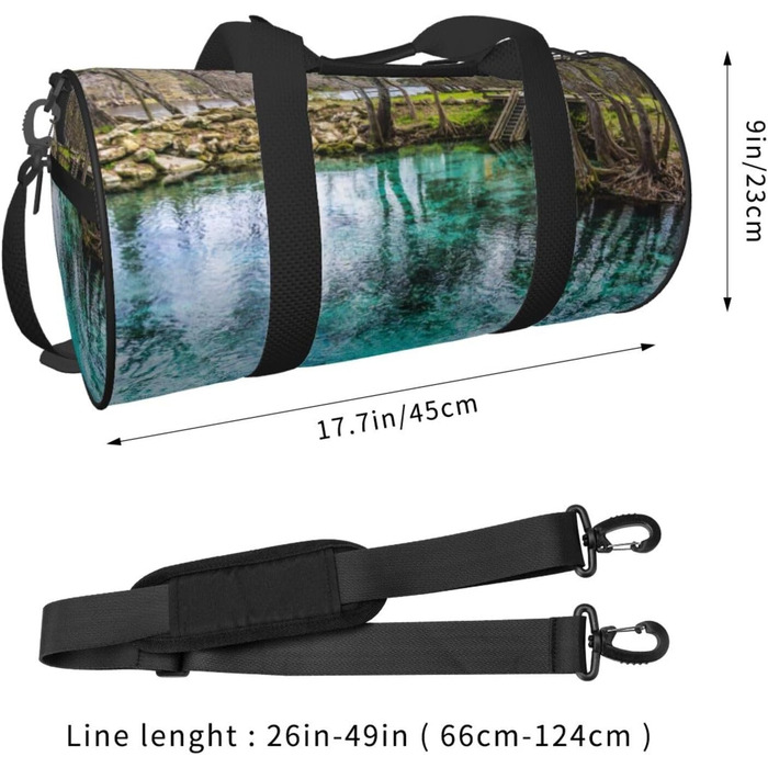 Спортивна сумка для подорожей, малюнок Флорида Спрінгс, Чорна, Універсальний розмір, Дорожня сумка