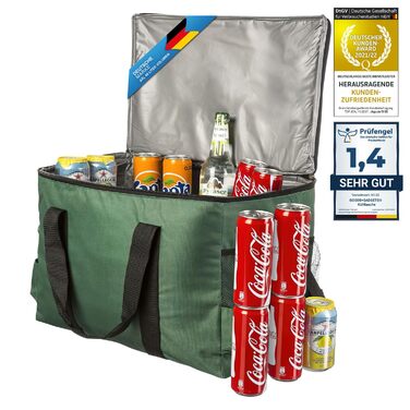 Сумка-холодильник XXL, ізольована сумка для напоїв та закусок, сумка для пікніка для кемпінгу, подорожей, відпусток, 15, 25 або 45 літрів - зелена