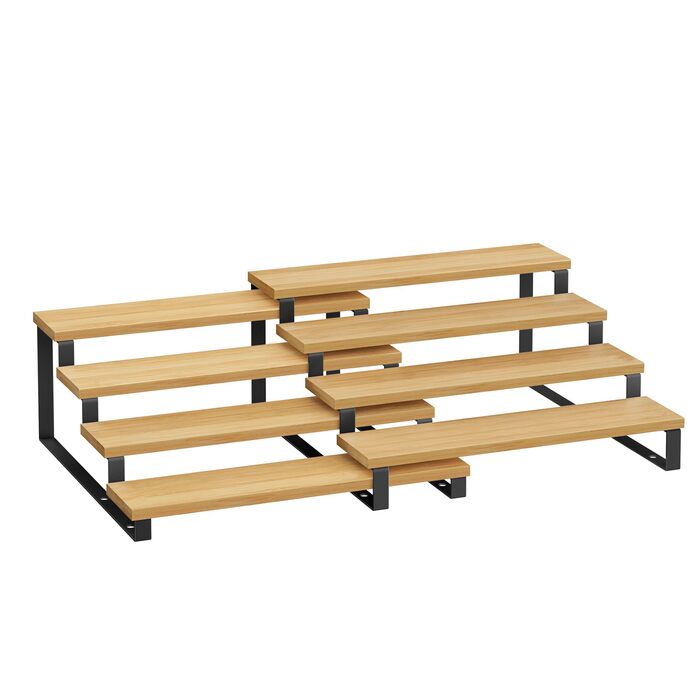 Стелажі для спецій, кухонні полиці, кухонний органайзер, комплект з 2 шт., дерев&39яний композит, 4 полиці кожна, висувні, штабелюються, для комори, стільниця, натуральний бежевий-чорний колір KCS216N01 Натуральний бежевий чорний, 4 яруси (31,9 Г x 14,8 В