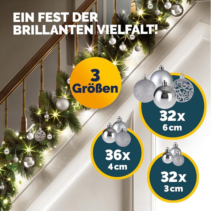 Різдвяні кульки 100 шт срібні Deuba