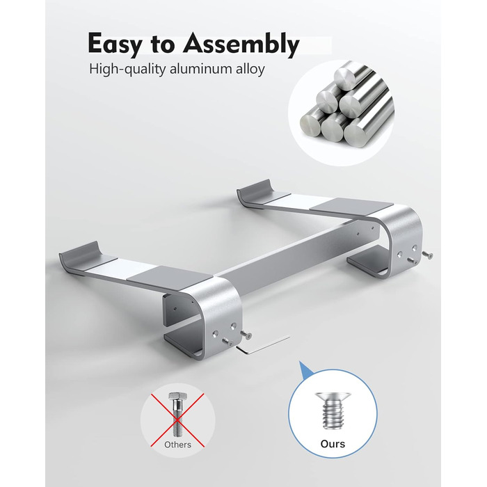 Підставка для ноутбука на стіл, ергономічна, алюмінієва, з вентиляцією, сумісна з MacBook Air/Pro, Dell XPS, HP (1117,3 дюйми), срібляста ідеально для домашнього офісу Z-silver