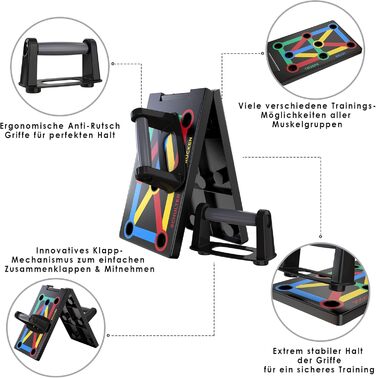 Набір дощок для віджимань ALPHASKIN преміум-класу Покращена концепція 2023 року Ручки для віджимань для домашніх тренувань Гриф для віджимань 9-в-1 Домашній тренажерний зал Домашнє фітнес-обладнання