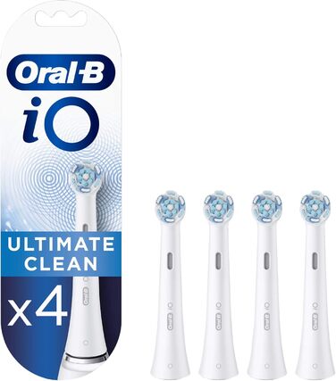 Електрична зубна щітка Oral-B iO Series 4, матова чорна/досить біла та щітки для чищення iO Ultimate, Ultimate Tooth Cleaning з технологією iO, для зубних щіток Oral-B, 4 шт. и