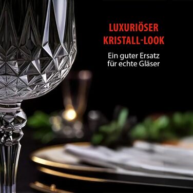 Набір келихів для вина alpina пластикові 6 шт. - Пластикові келихи для вина 200 мл - Келих для вина з кришталевим ефектом - Багато