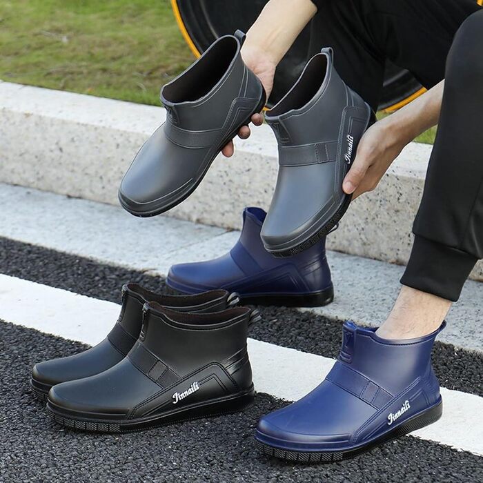 Водне взуття, гумові чоботи, ПВХ, чоловічі, для їдальні, для миття автомобіля, низькі безшовні, для роботи, кухні, для подорожей та походів, сірі, 41 1/3 EU