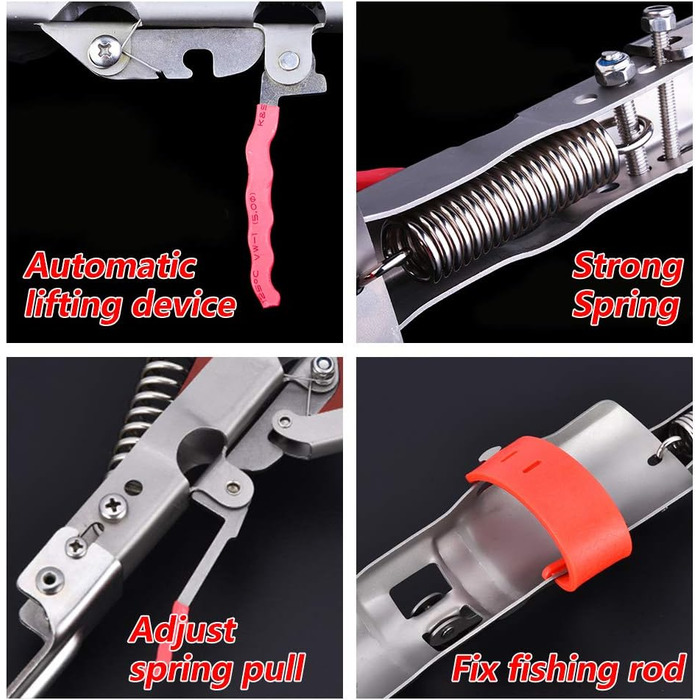 Автоматичний пружинний тримач для вудки з нержавіючої сталі, міцний регульований тримач для вудки на 360, підтримка для вудки, 2-Pack