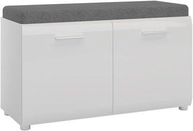 Шафа для одягу Lomadox 4 предмети з дзеркалом і тумбою для взуття білий глянцевий Шафа для передпокою в сучасному стилі