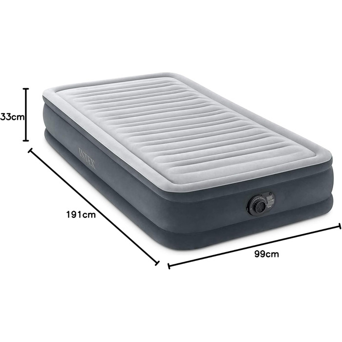 Надувне ліжко Intex Twin Comfort-Plush з Fiber-Tech RP, надутий розмір 99 см x 191 см x 33 см (67766ND)