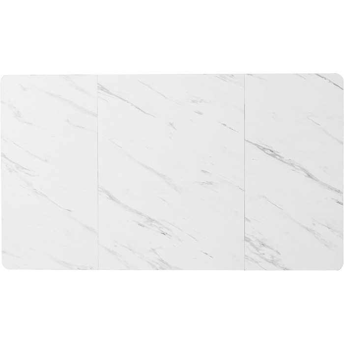 Обідній стіл Merax 140x80 см, прямокутний обідній стіл з мармуровим візерунком, для 4-6 осіб, металевий каркас, регульовані ніжки столу, підходить для ресторану, вітальні, кухні, холу, білий/чорний 03/білийчорний 140 x 80 см