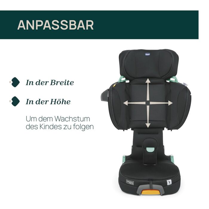 Автокрісло Chicco Fold & Go i-Size 100-150 см, Регульоване дитяче автокрісло для дітей віком приблизно від 3-12 років (приблизно 1