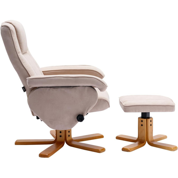 Крісло-табурет SVITA Charles, бежеве крісло для телевізора, обертове крісло, поліестер, дерево