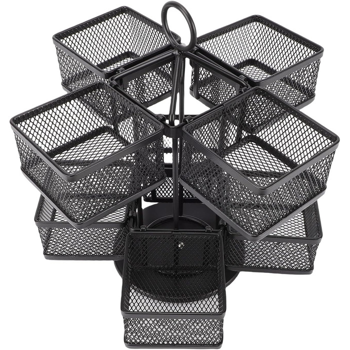 Органайзер для чайних пакетиків Matybobe, 2 рівні, 8 кошиків, обертовий кухонний стелаж для зберігання (8 кошиків) чорний 8 кошиків