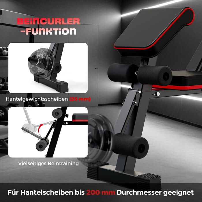 Складана лава для силових тренувань, багатофункціональна лава для фітнесу 8-в-1, вантажопідйомність 400 кг, лава для силових тренувань, регульована лава для домашнього спортзалу, тренування всього тіла, римська лава для силових тренувань, тренажер для спи