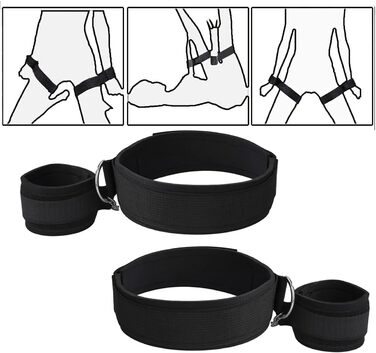 Бондаж Набір Наручники Стегна Регульований Обмеження Набір БДСМ Іграшка для Закоханих Пар Початківців і Професіоналів Чорний