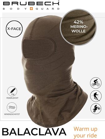 Унісекс Рама Трубка Балаклава Функціональний Мериносова вовна Багатофункціональний шарф Шарф на шию Шарф на шию L-XL Хакі