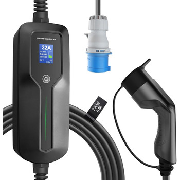 Зарядний пристрій для електромобілів Morec Type 2 CEE штекер Перемикаючий зарядний кабель 16/24/32A з екраном Портативна зарядна с