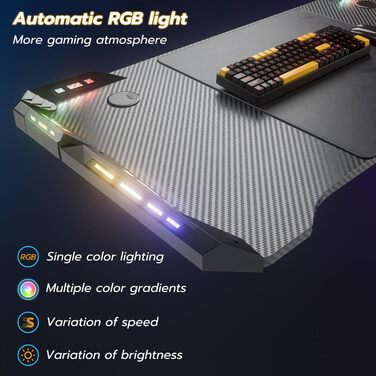 Ігровий стіл Storeo Imp, 120 x 60 x 74 см, МДФ / сталь / вуглецеве волокно, чорний