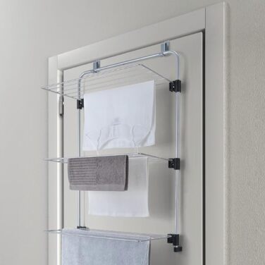 Сушарка для білизни Metaltex Gale над дверима, сіра з покриттям Epotherm, 3,5 x 58 x 87 см, для сушіння білизни в душовій кабіні