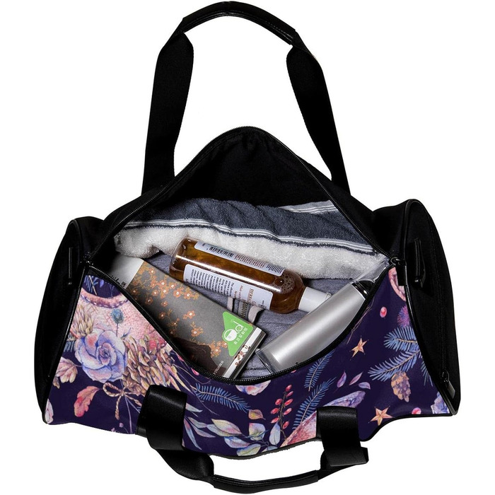 Спортивна сумка, маленька дорожня сумка, сумка для шопінгу та йоги, вінтажний дизайн з місяцем, трояндами та квітами, сумка для фітнесу на відкритому повітрі, ручна поклажа