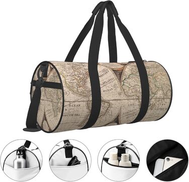 Дорожня сумка з картою стародавнього світу, спортивна сумка для фітнесу, велика сумка для подорожей, сумка на нічліг та на вихідні для чоловіків та жінок